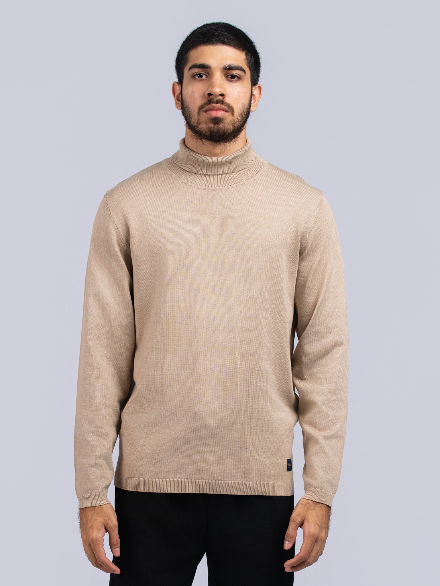 DEEDAT PORTOFINO High Neck Long Sleeve Tee Shirt - Beige