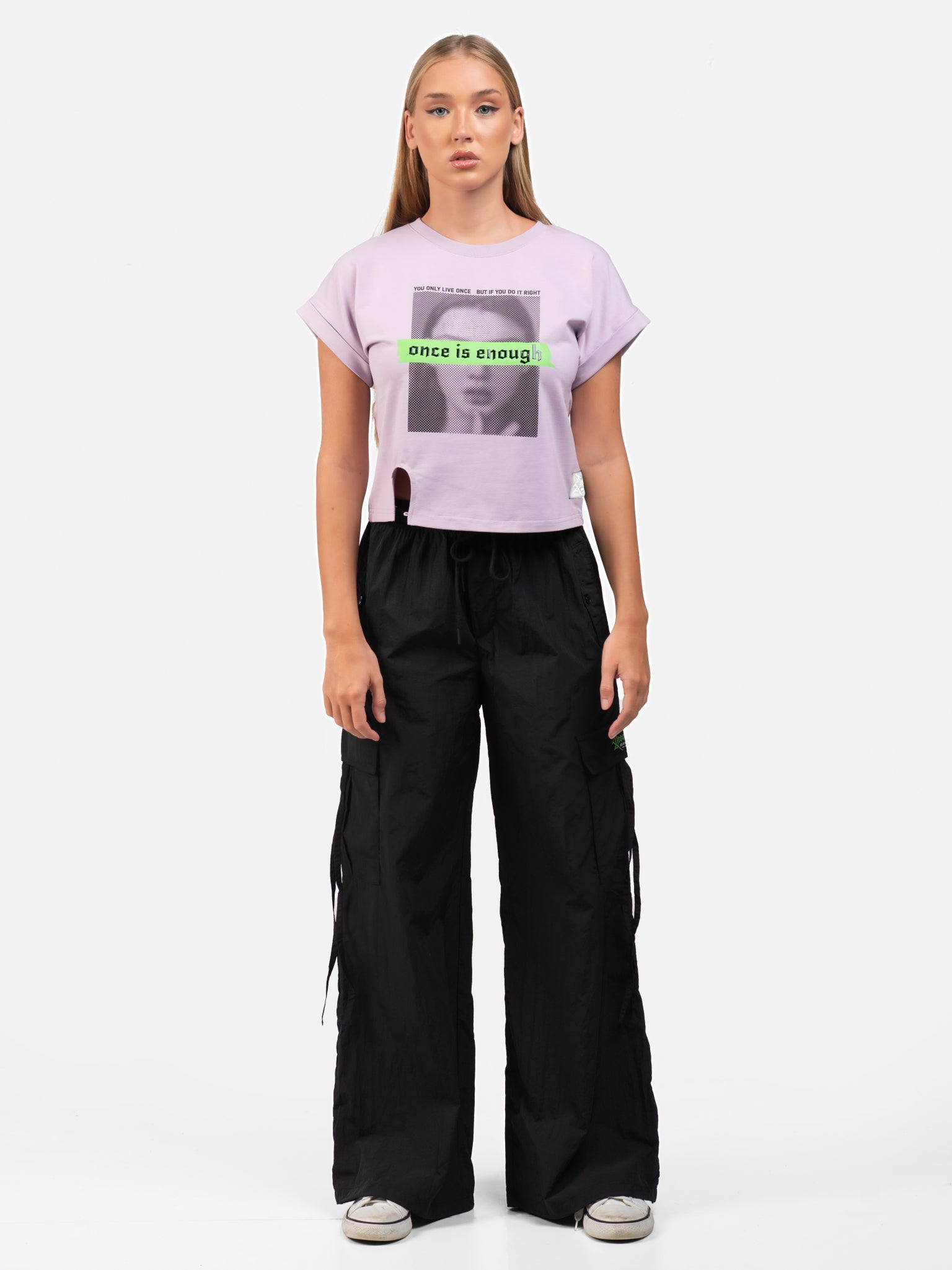 DEEDAT Women Short Sleeve Crew Neck Tee - Purple