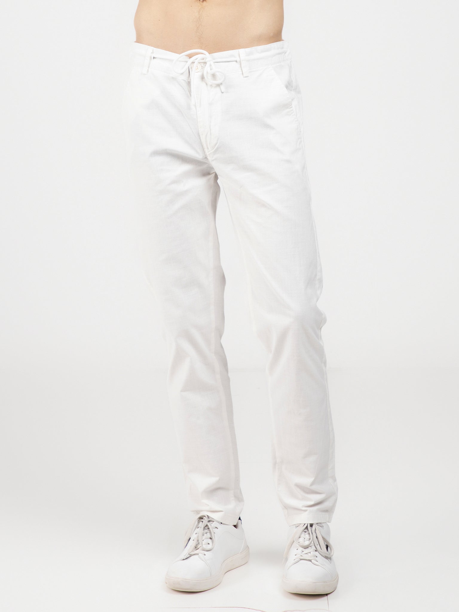 DEEDAT Slim Fit Casual Pant - White