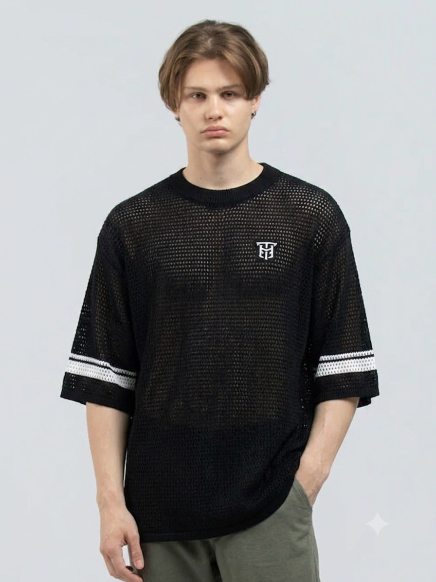 DEEDAT Crew Neck Oversized Short-sleeve Tees-Black