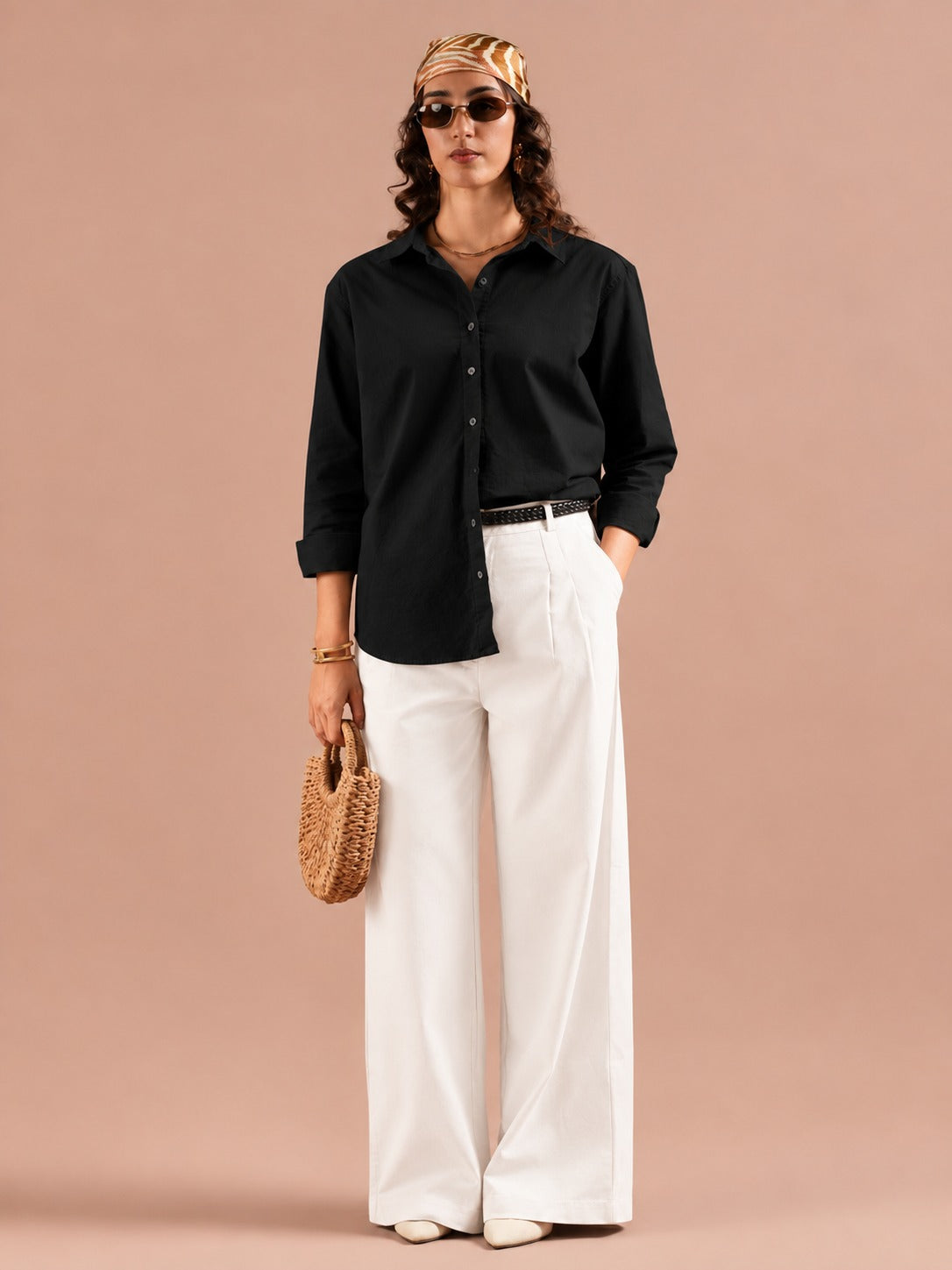 DEEDAT WIDE LEG Women's Casual Linen Pant - White
