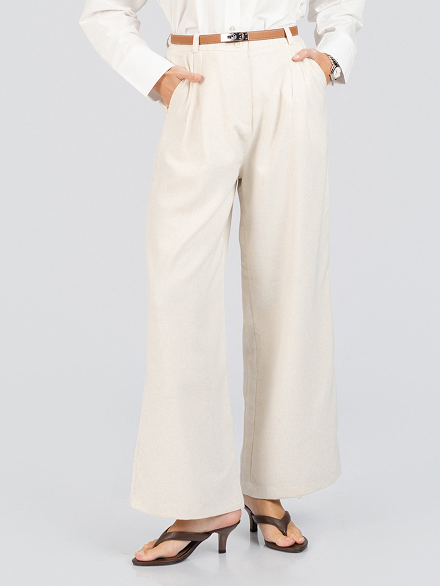 DEEDAT Women's Casual Pant - Cream