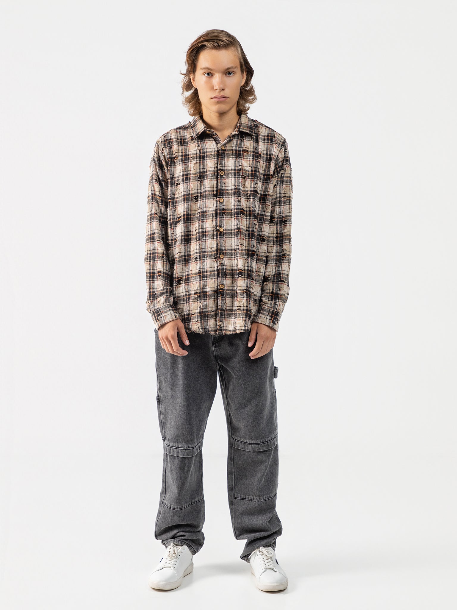 DEEDAT Regular Fit Long Sleeve Casual Shirt - Beige