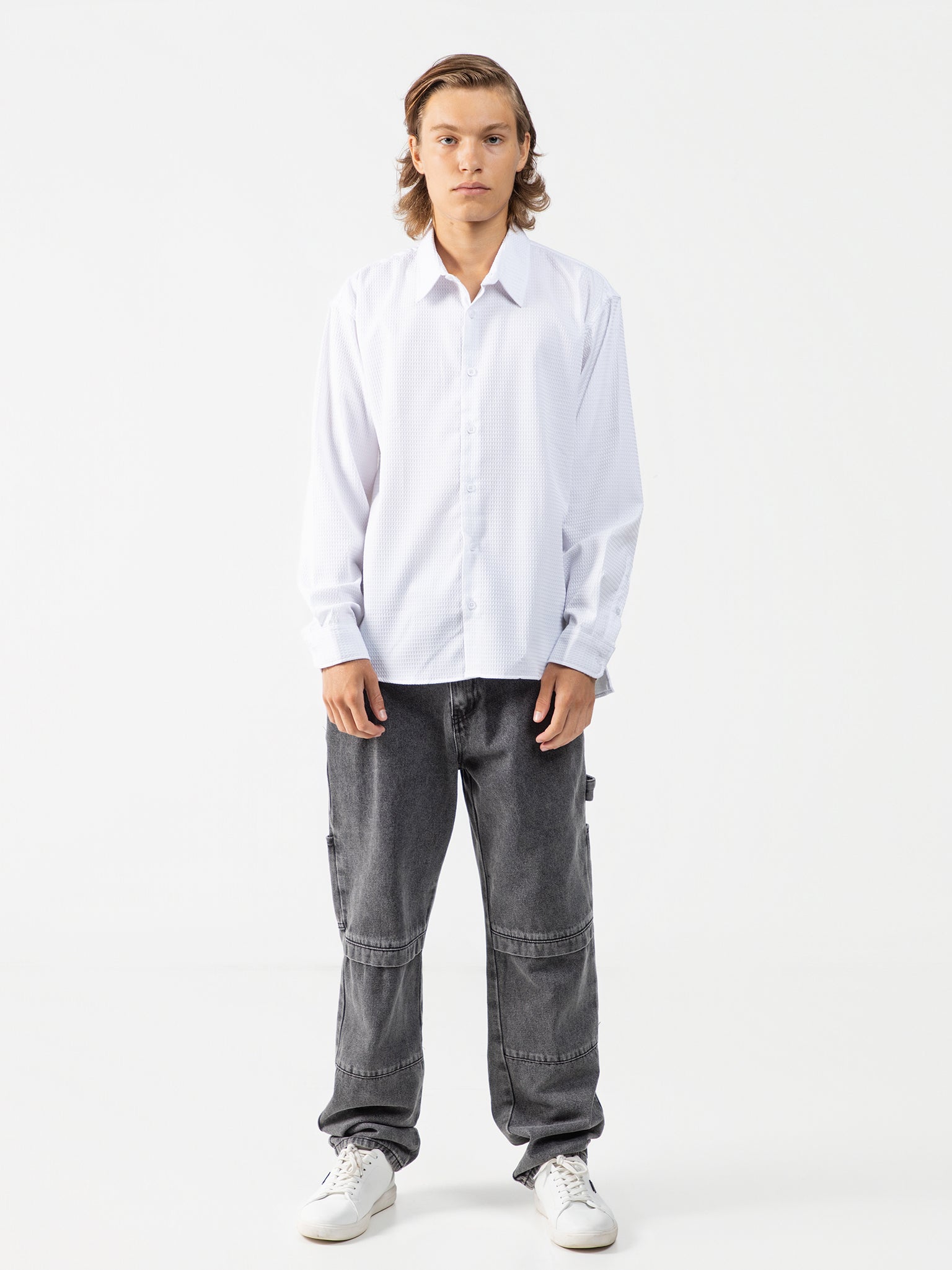 DEEDAT Oversized  Long Sleeve Casual Shirt - White