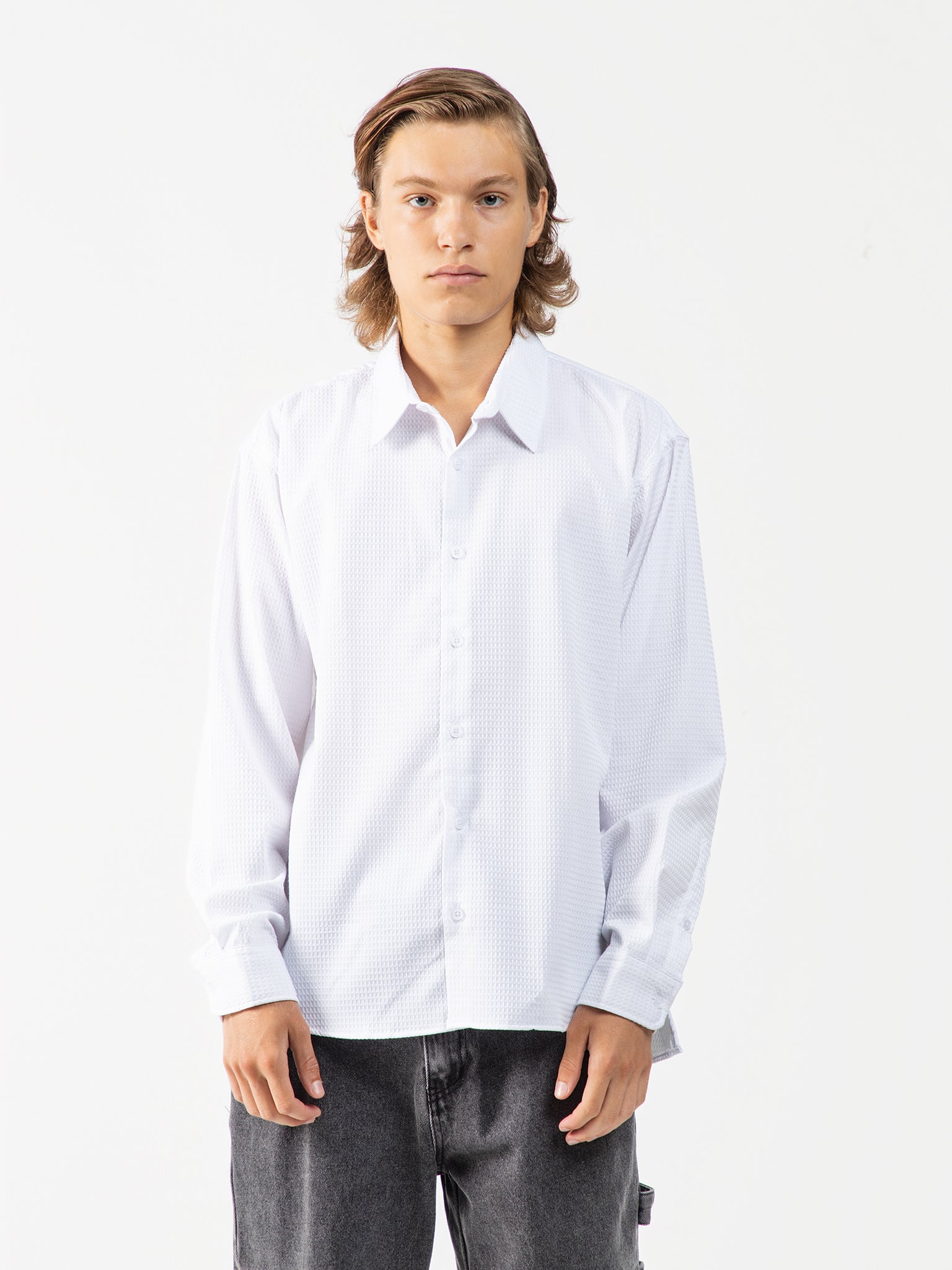 DEEDAT Oversized  Long Sleeve Casual Shirt - White