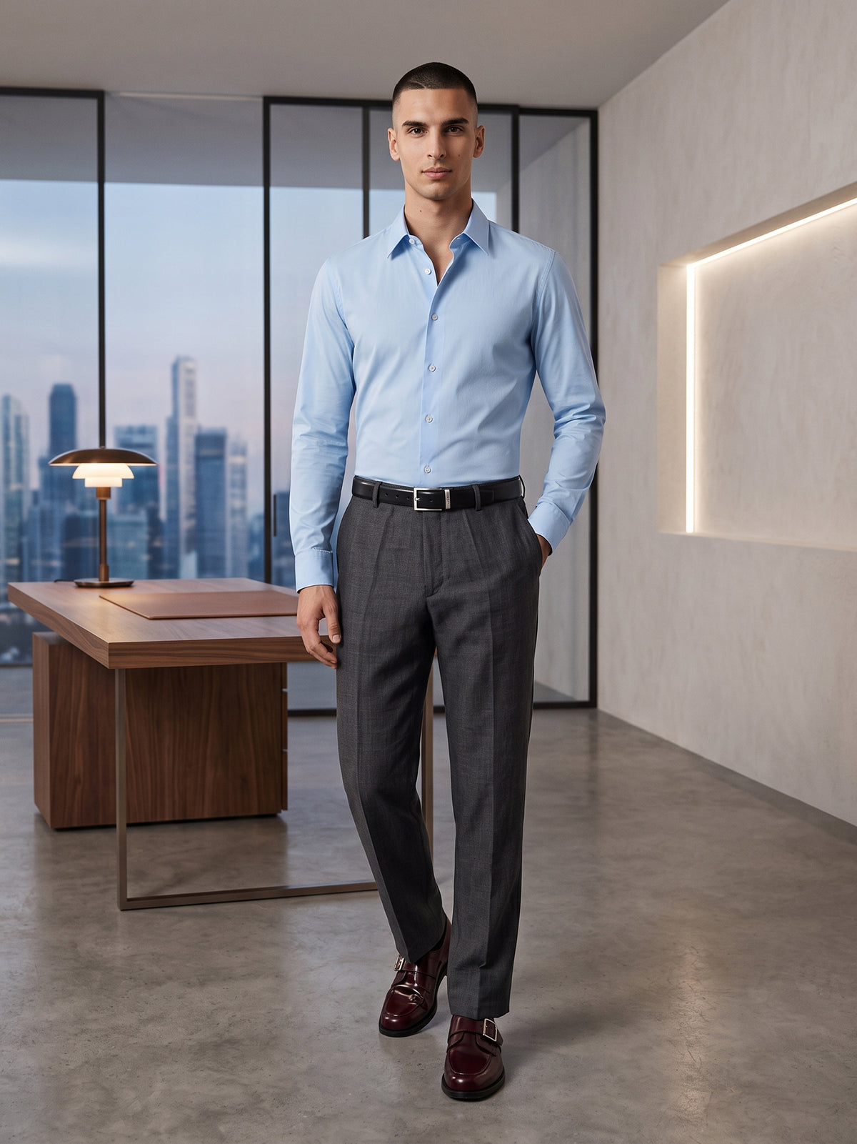 DEEDAT Men's Regular Fit Linen Pant - Grey