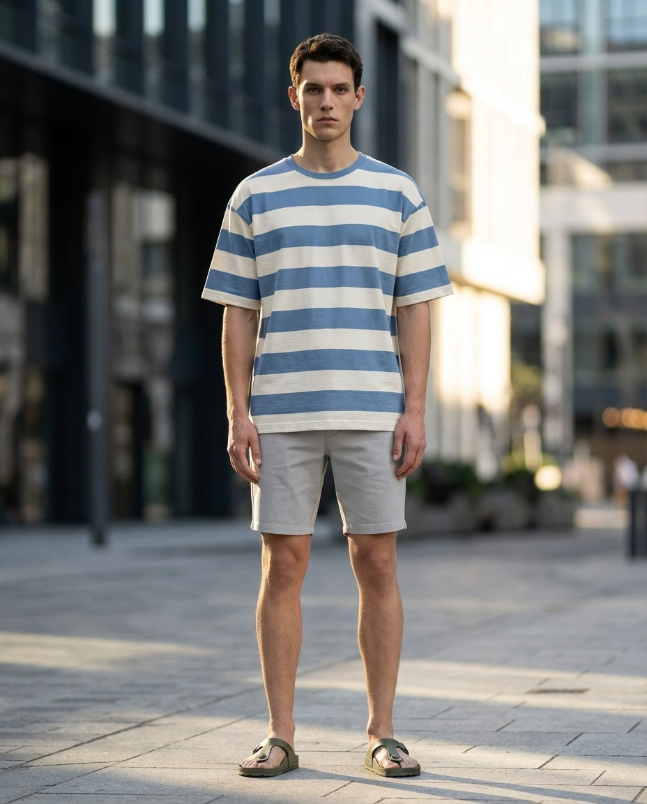 DEEDAT Maverick  Oversized Crew Neck Tees-Blue
