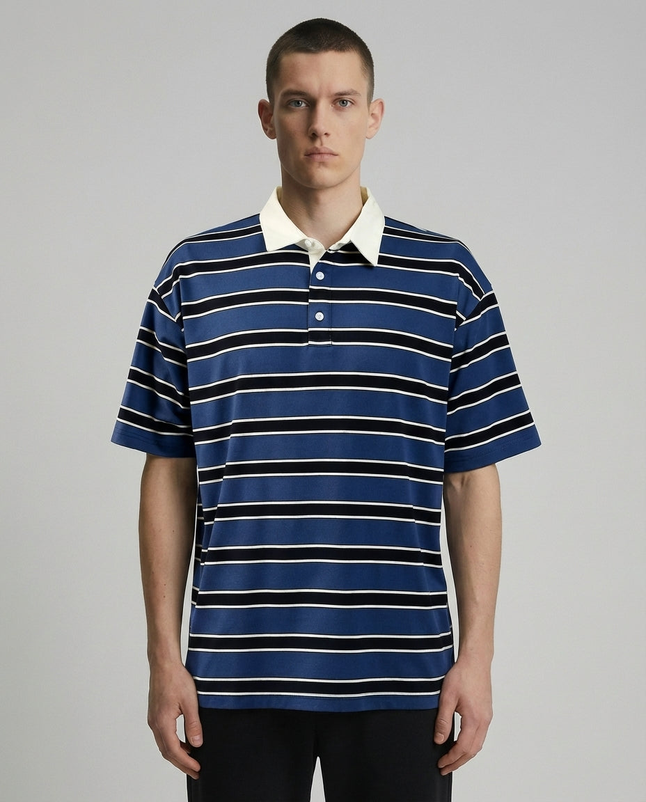 DEEDAT MAVERIC Oversized POLO Tees -Dark Blue