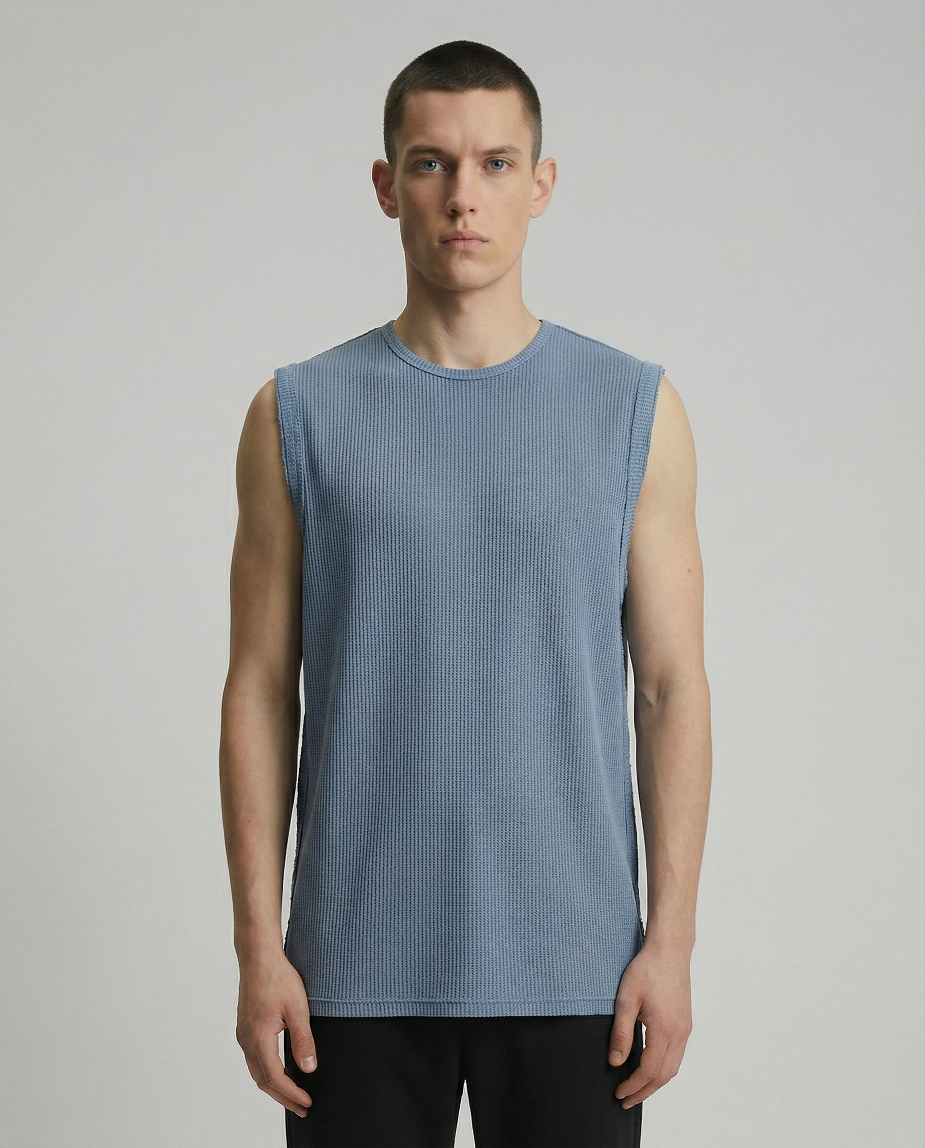 DEEDAT 	Nature Verse Crew Neck Regular Fit Tank top - Blue