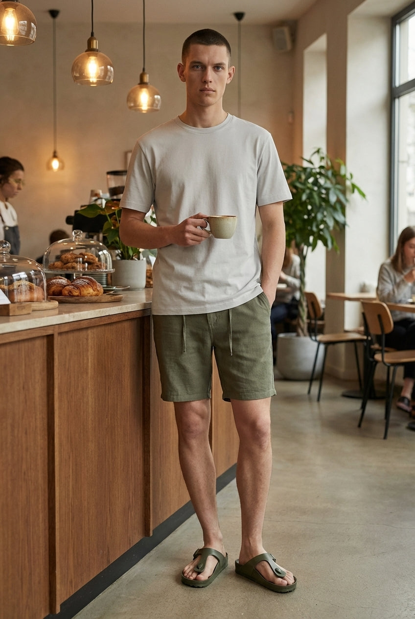 DEEDAT Standard Hem Slim Fit Short - Olive