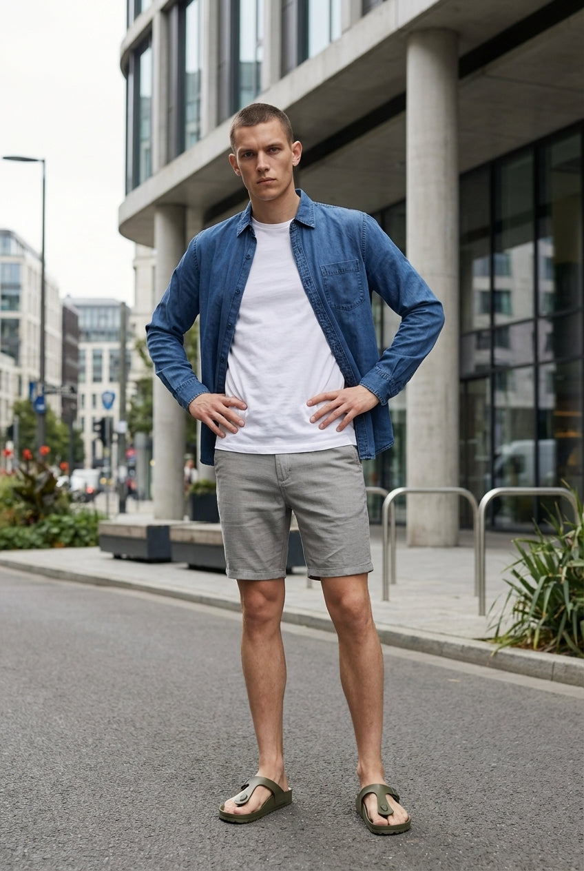 DEEDAT Standard Hem Slim Fit Short - Light Grey