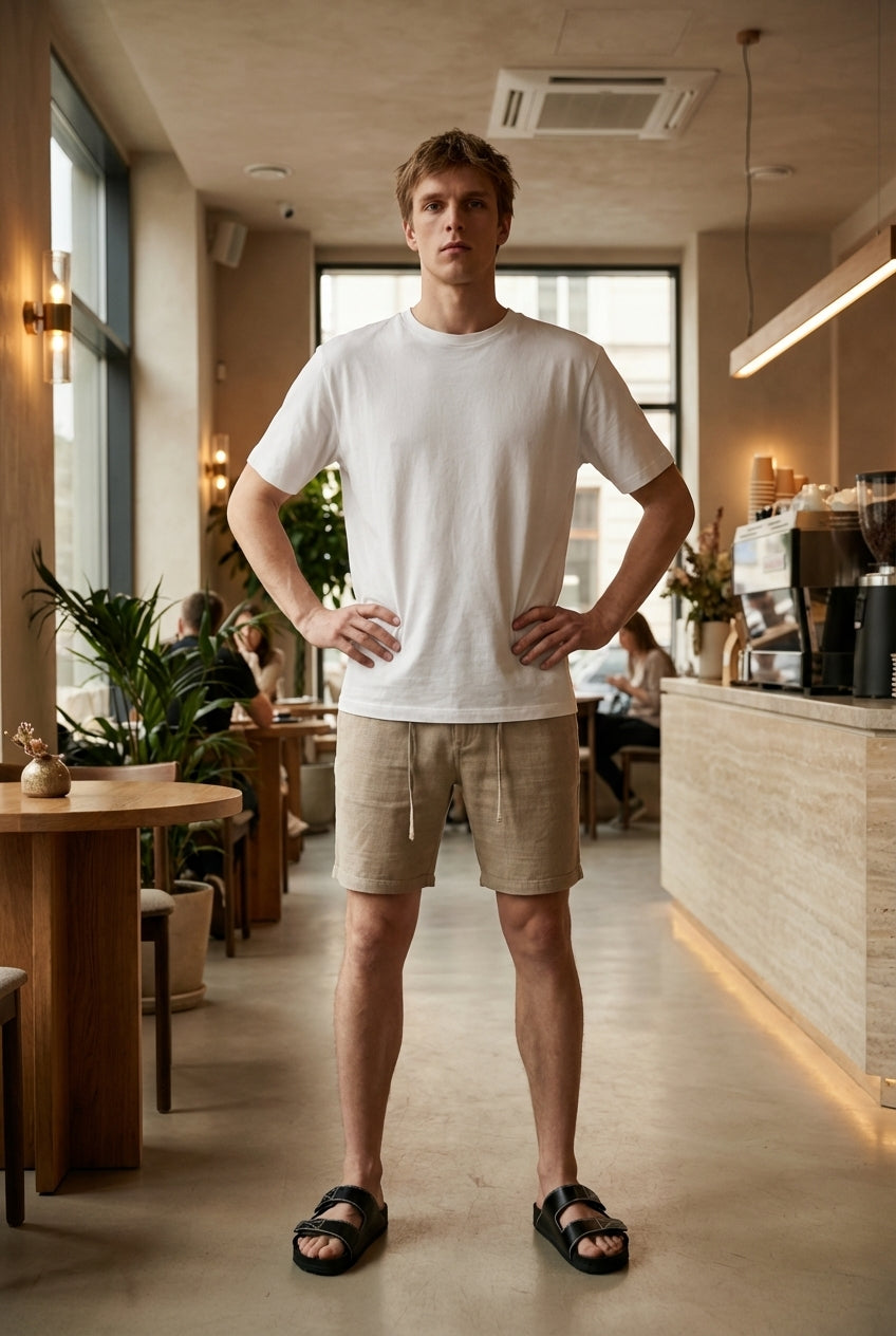 DEEDAT Standard Hem Slim Fit Short - Beige