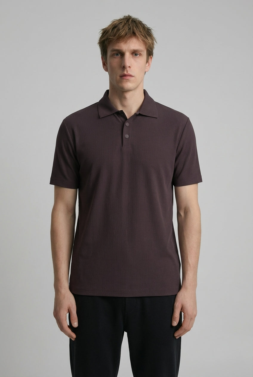 DEEDAT Short Sleeve Slim Fit Polo Tees-Purple
