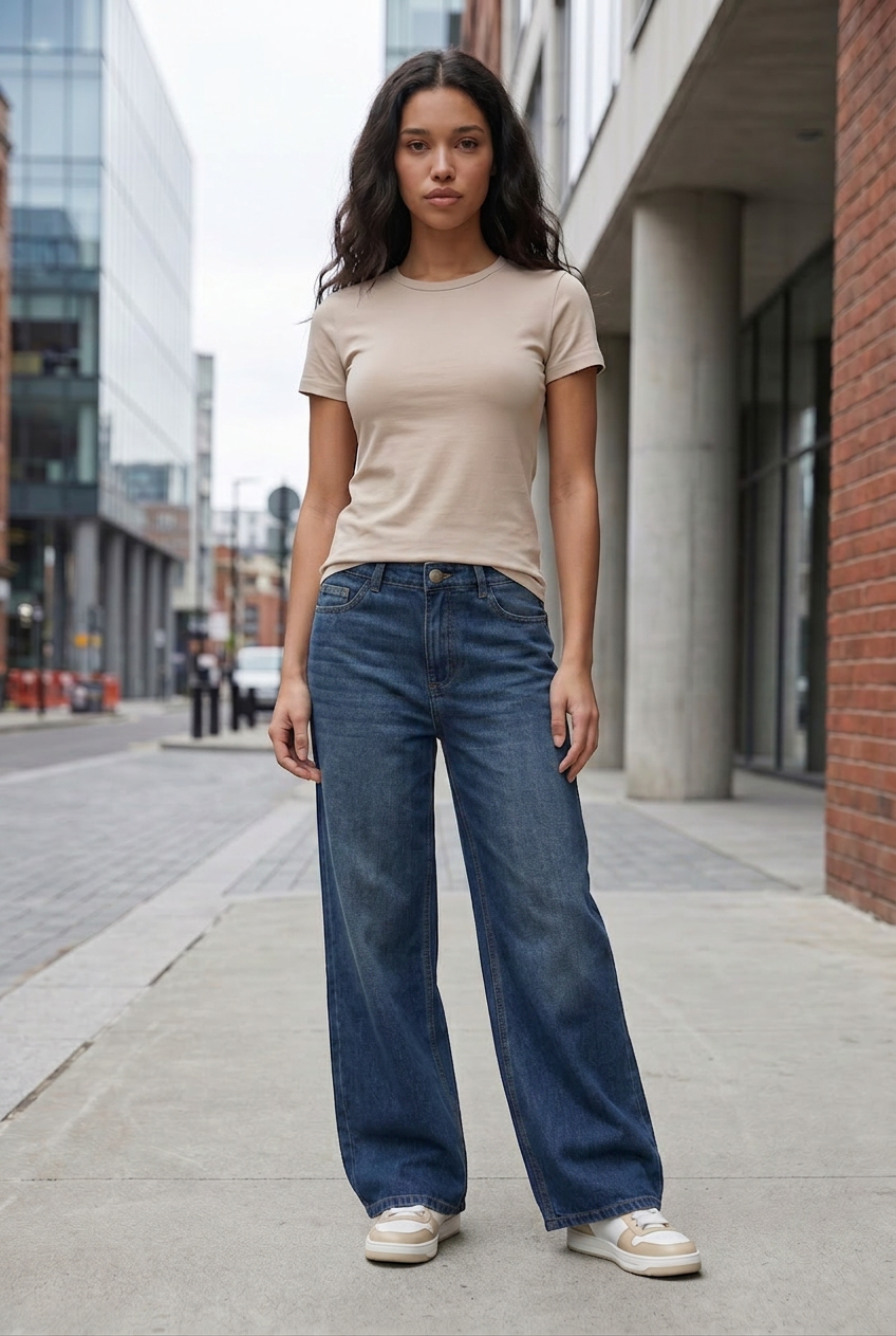 DEEDAT WIDE LEG Ladies Jeans - Tint Blue