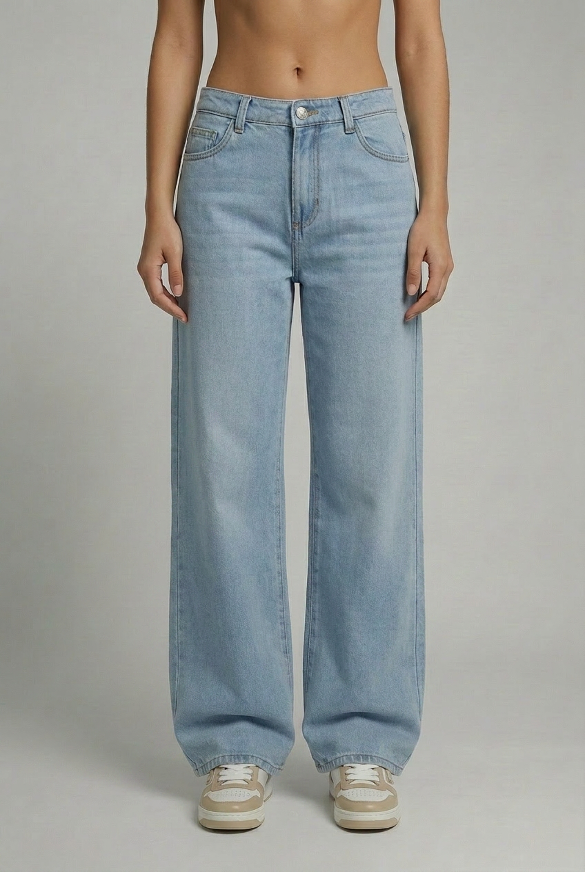 DEEDAT WIDE LEG Ladies Jeans - Light Blue