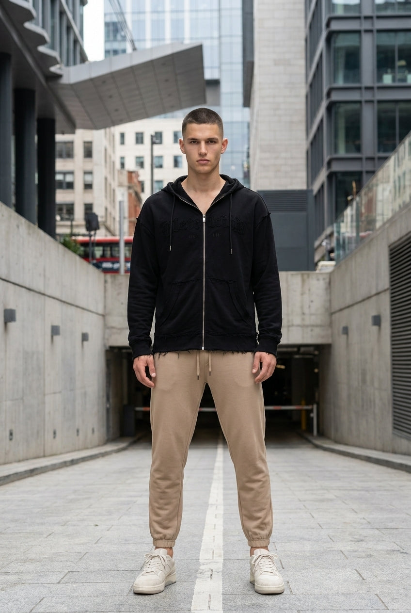DEEDAT Oversized Long-Sleeve Hoodie - Black