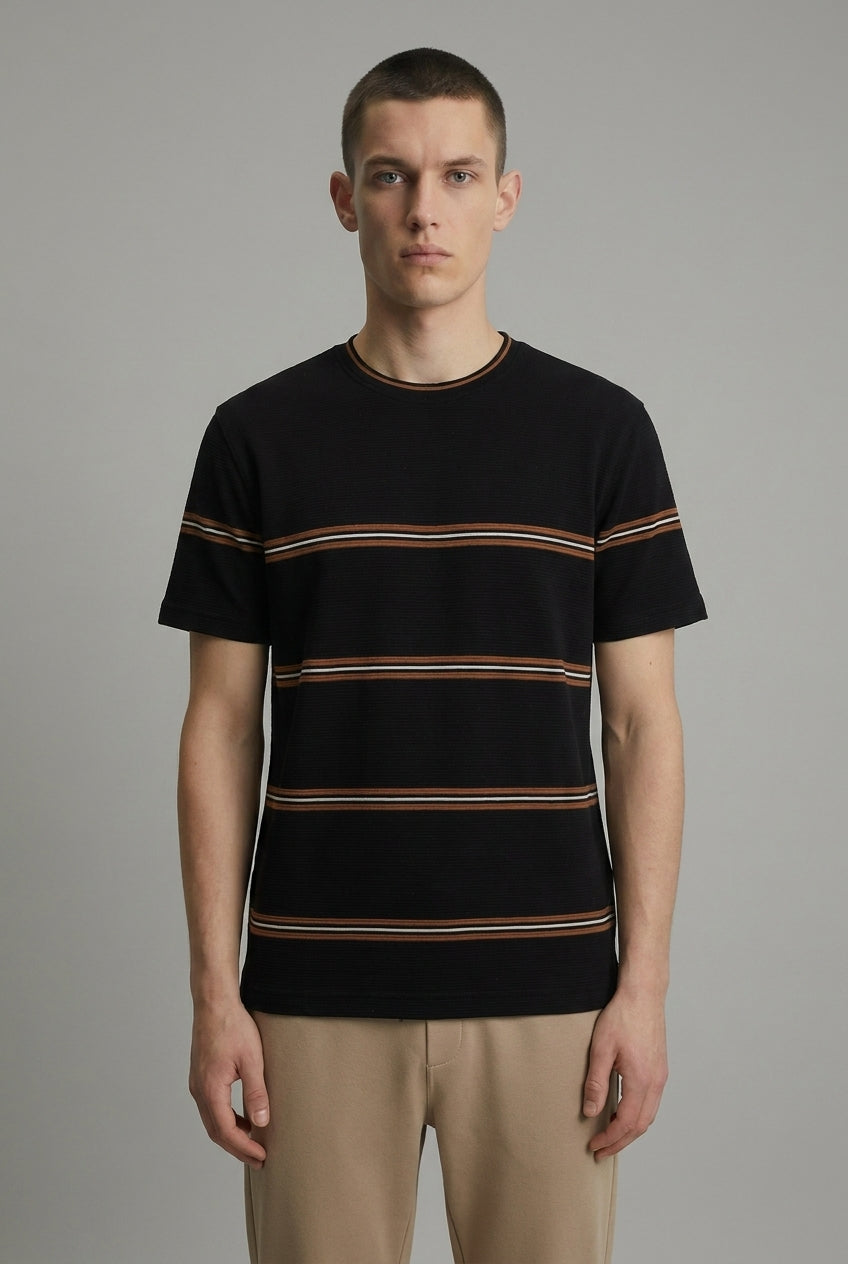 DEEDAT Slim Fit Crew Neck Tees- Black
