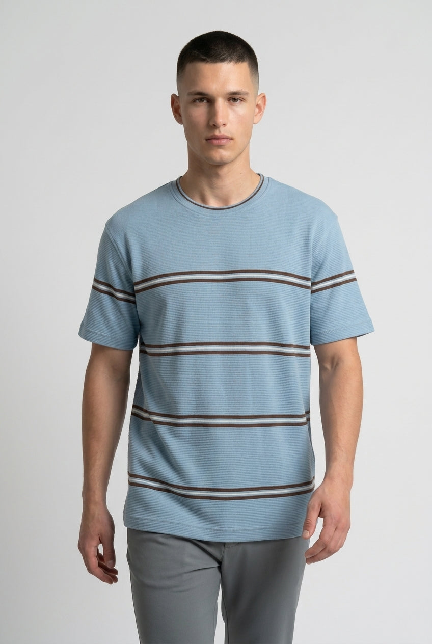DEEDAT Slim Fit Crew Neck Tees- Blue