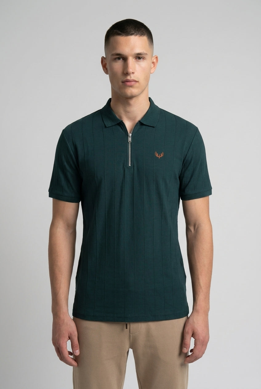 DEEDAT Short Sleeve Polo Slim Fit Tees - Dark Green