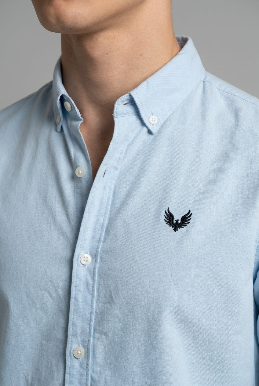 DEEDAT Long Sleeves Slim Fit Cutaway Collar Shirt -Light Blue