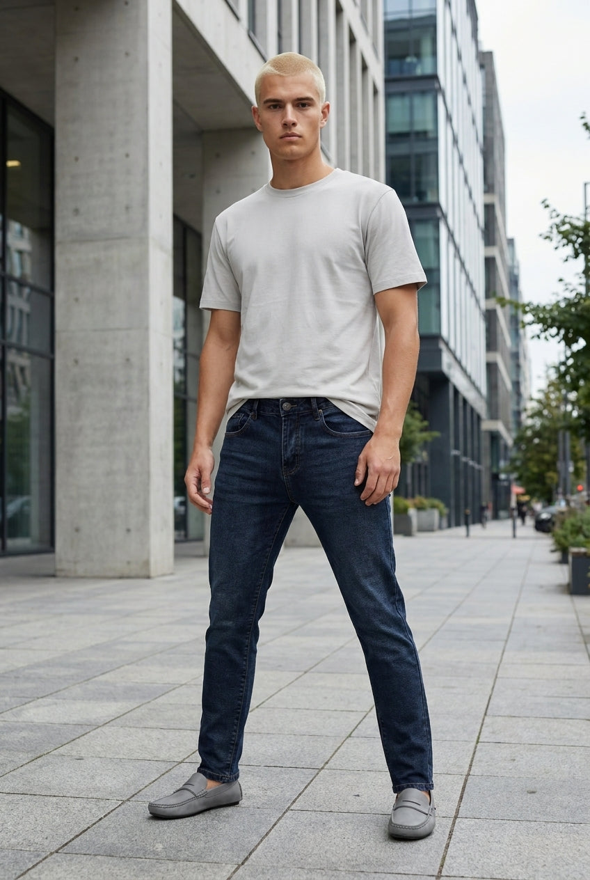 DEEDAT Tapered Fit Jeans - Dark Blue