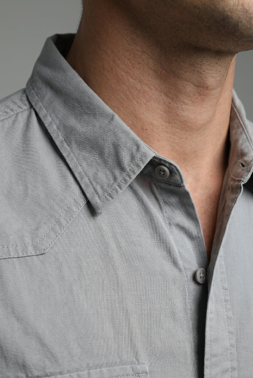DEEDAT Slim Fit Long Sleeves Cutaway Collar Shirt - Light Gray
