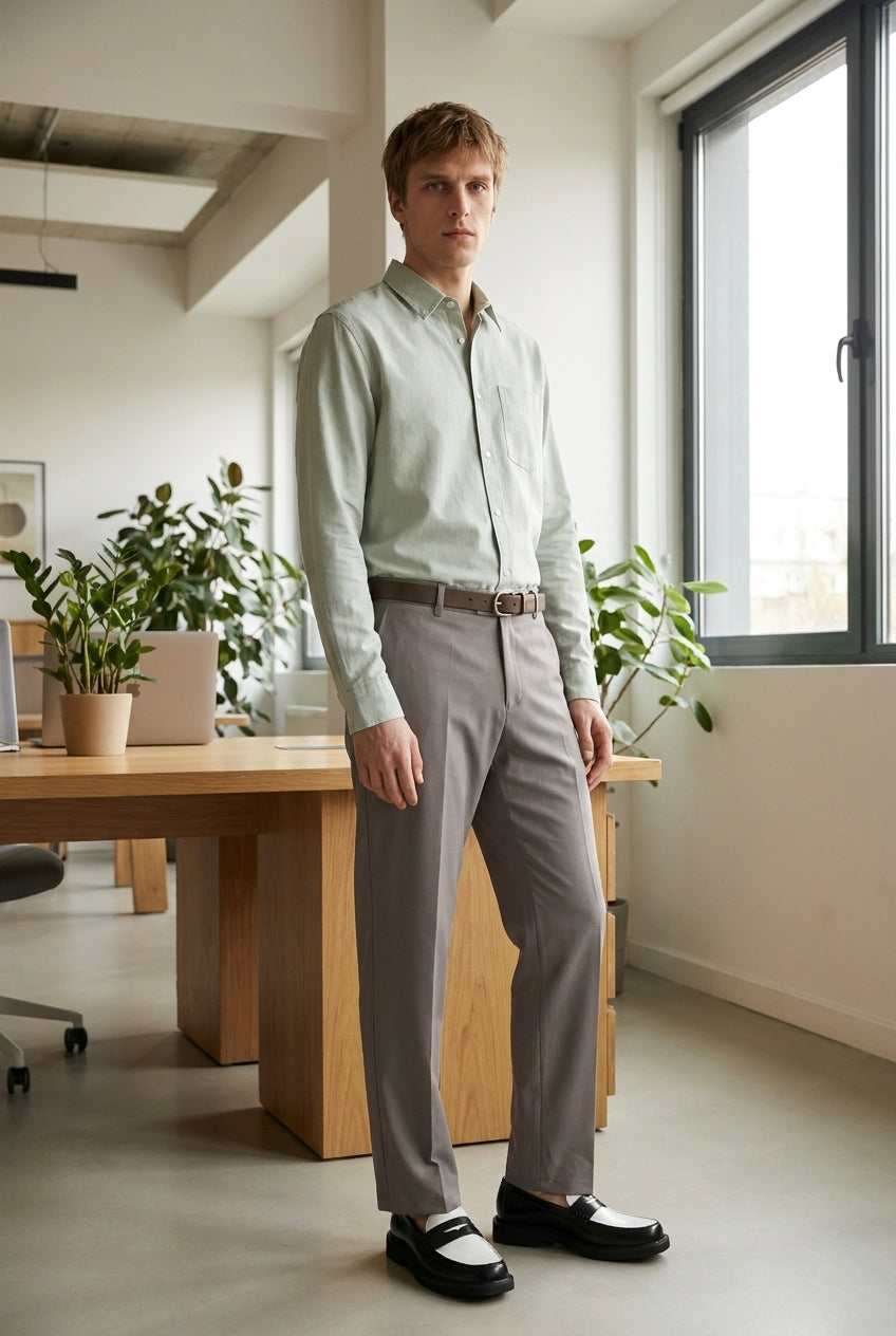 DEEDAT Regular Fit Standard Hem Casual Pant - Sand