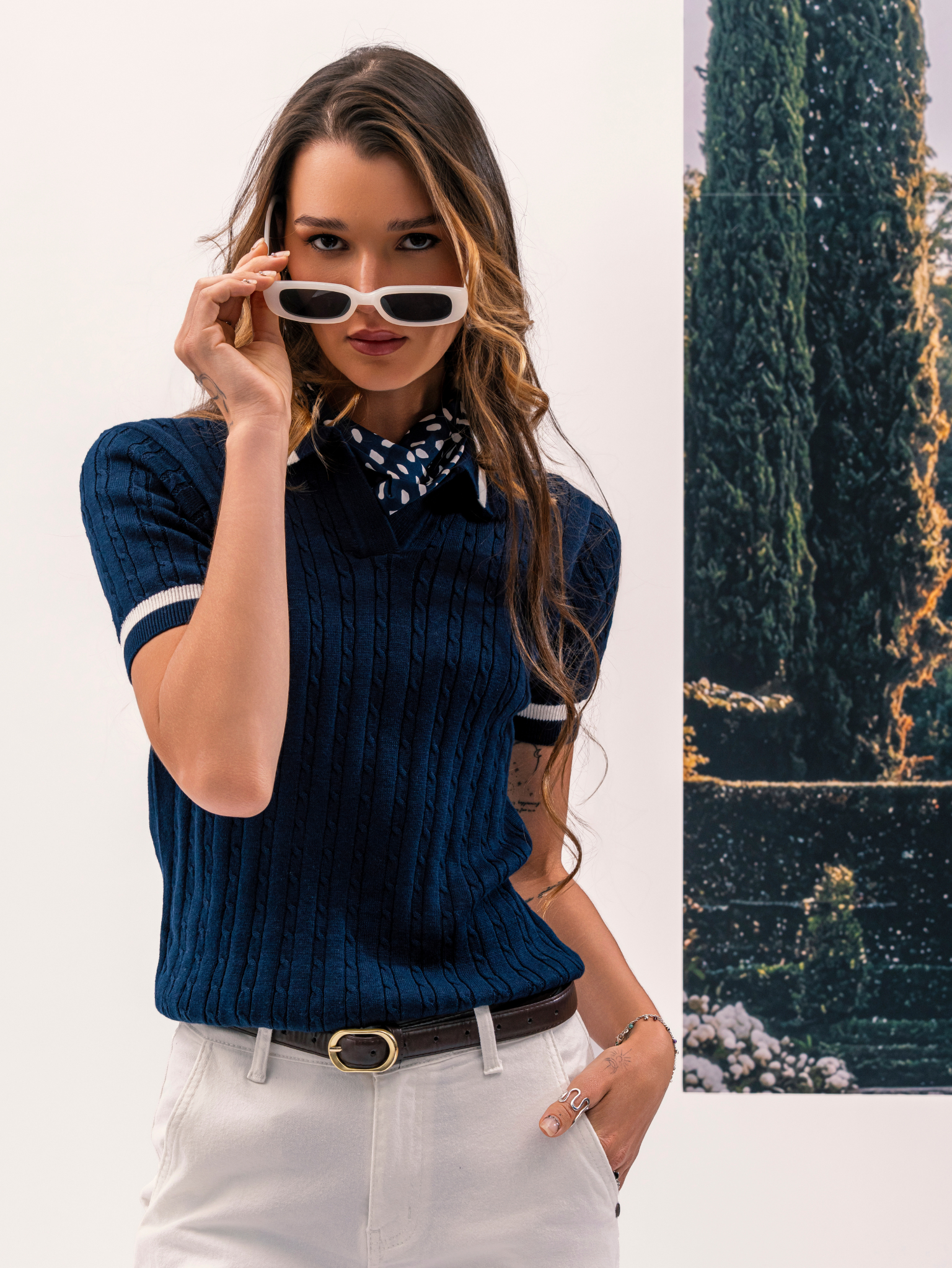 DEEDAT Women's  Slim Fit Polo Shirt – Navy