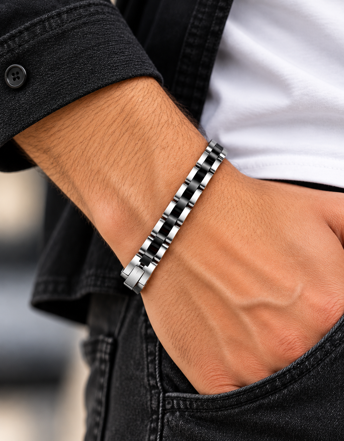 DEEDAT Stainless Steel Clip Bracelet - Black