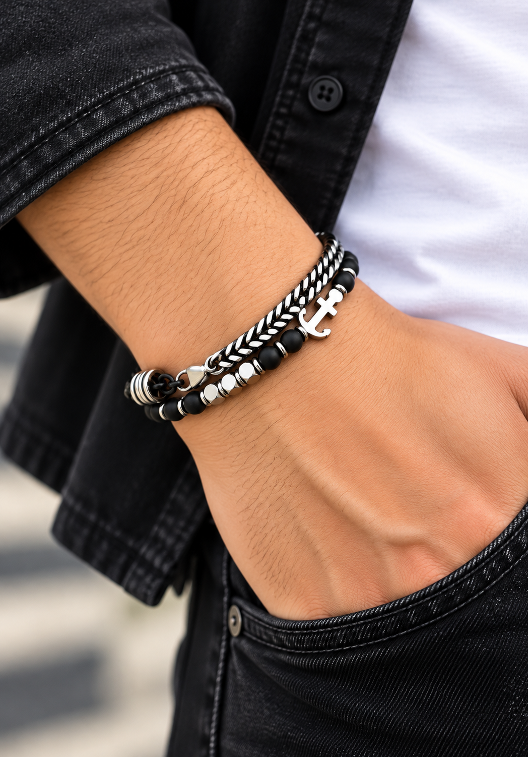 DEEDAT Stainless Steel Clip Bracelet - Black