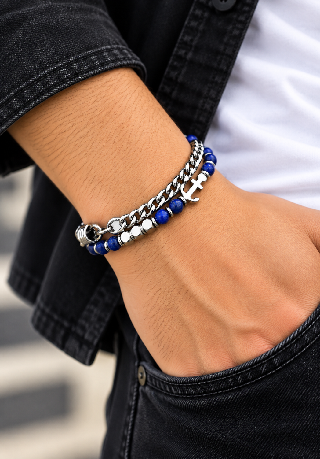 DEEDAT Stainless Steel Clip Bracelet - Blue