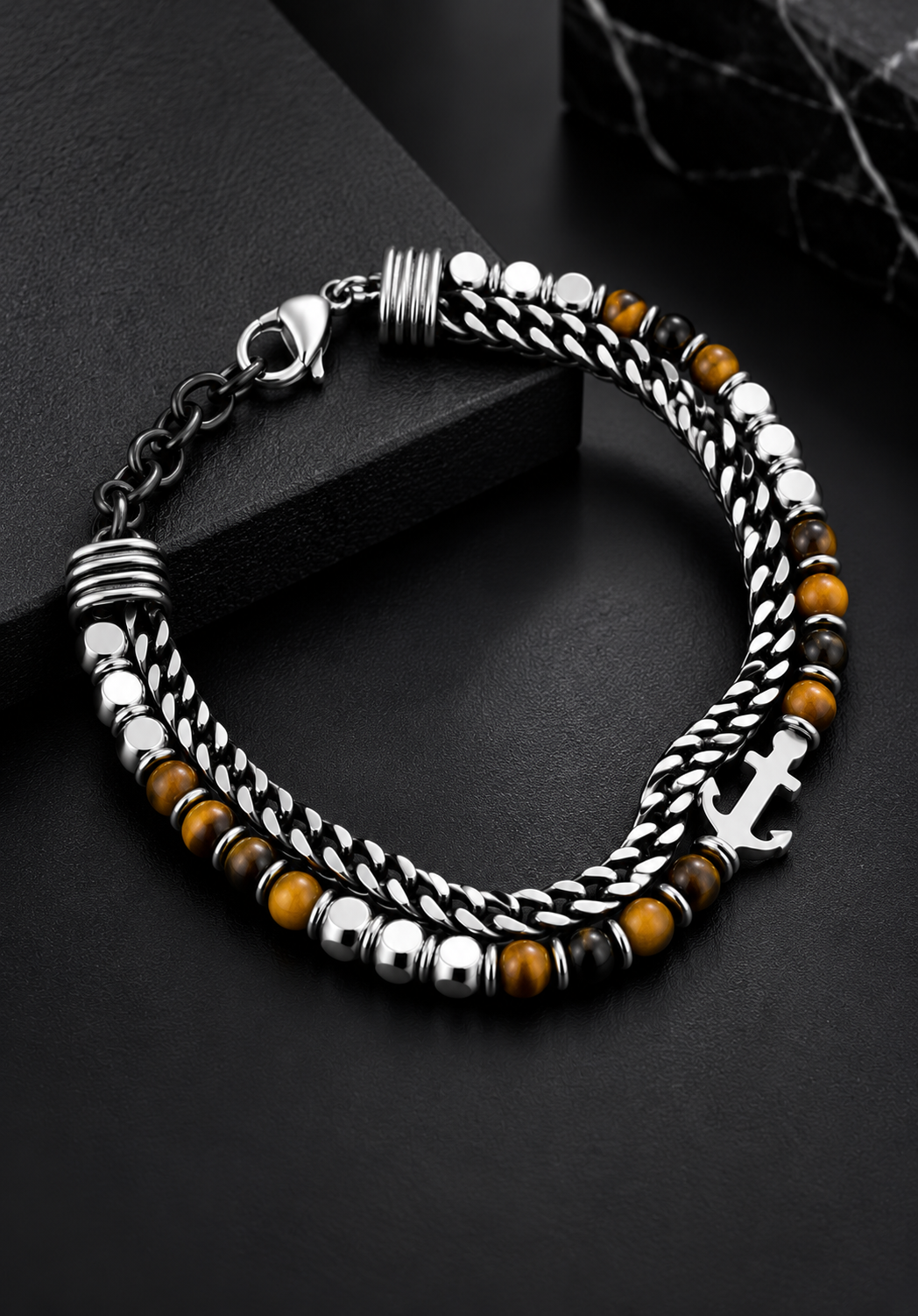DEEDAT Stainless Steel Clip Bracelet - Brown