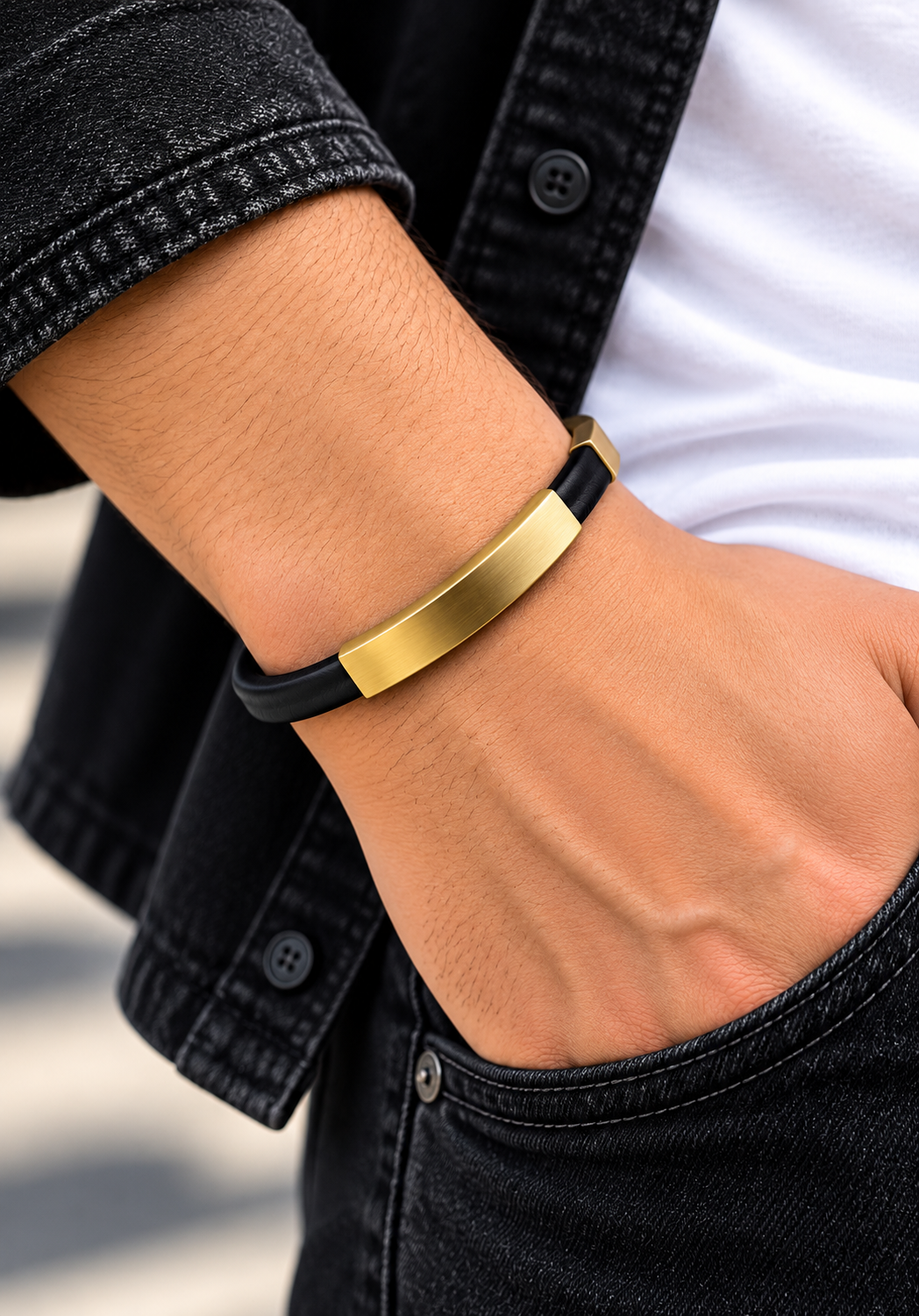 DEEDAT Leather Bracelet - Gold