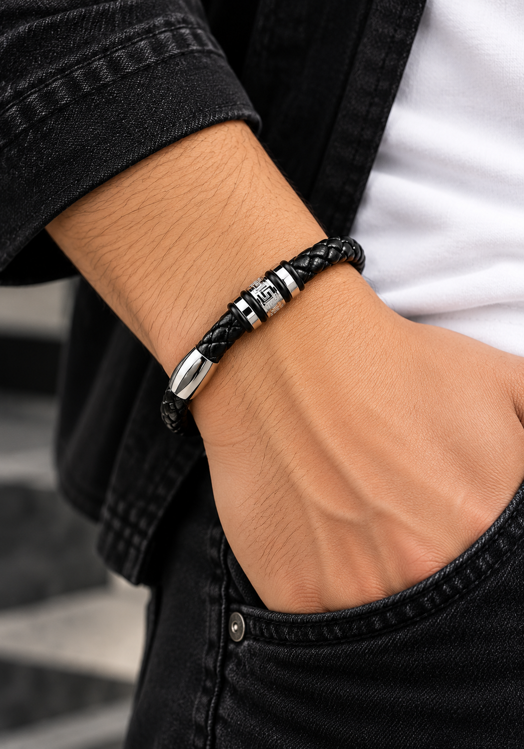 DEEDAT Leather Bracelet - Black