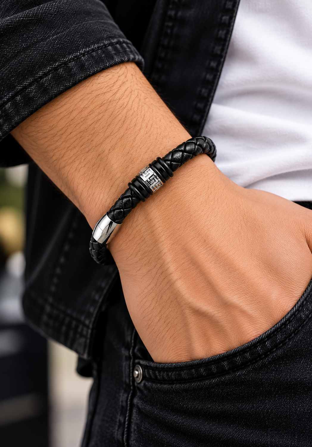 DEEDAT Leather Bracelet - Black