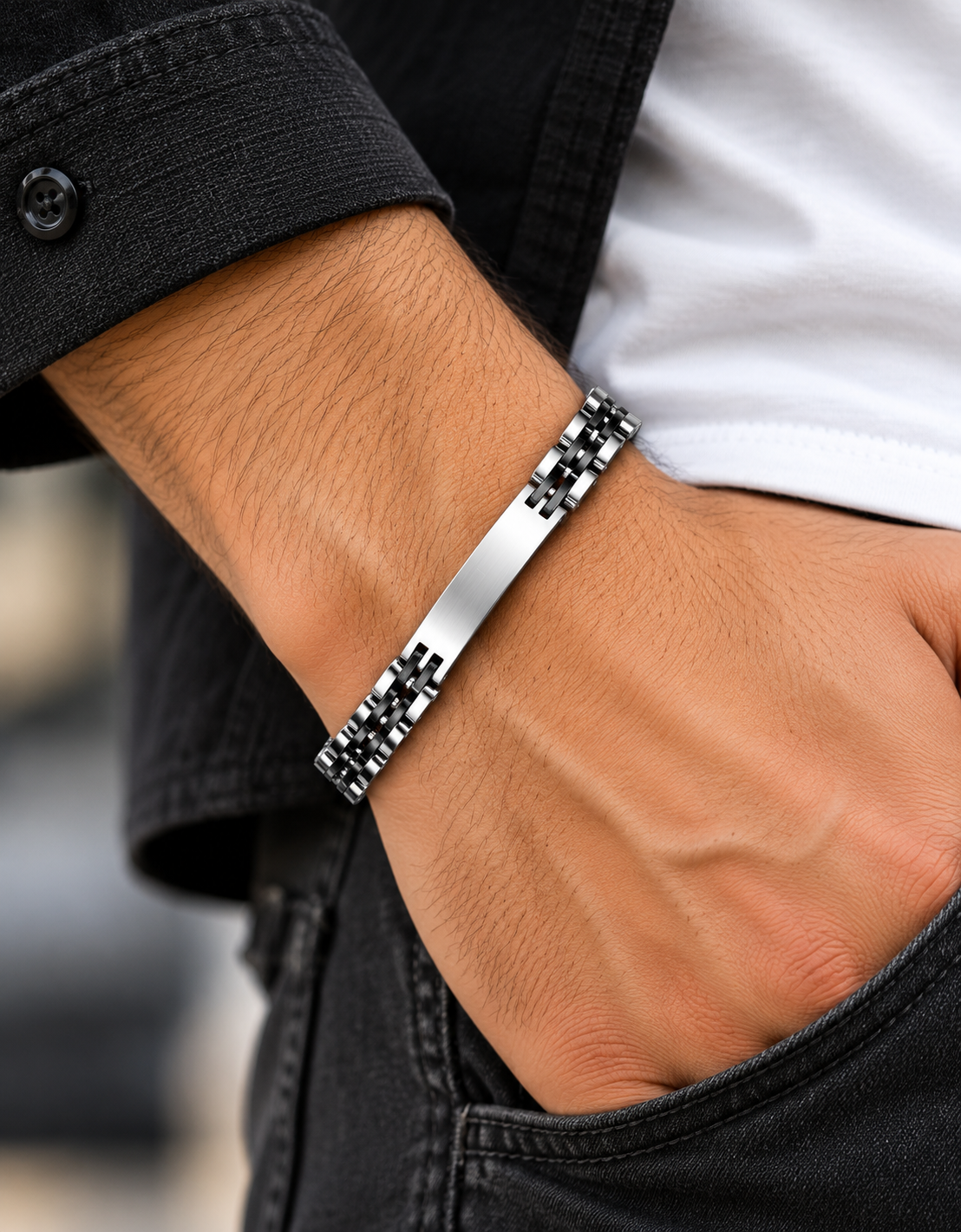 DEEDAT Stainless Steel Clip Bracelet - Black