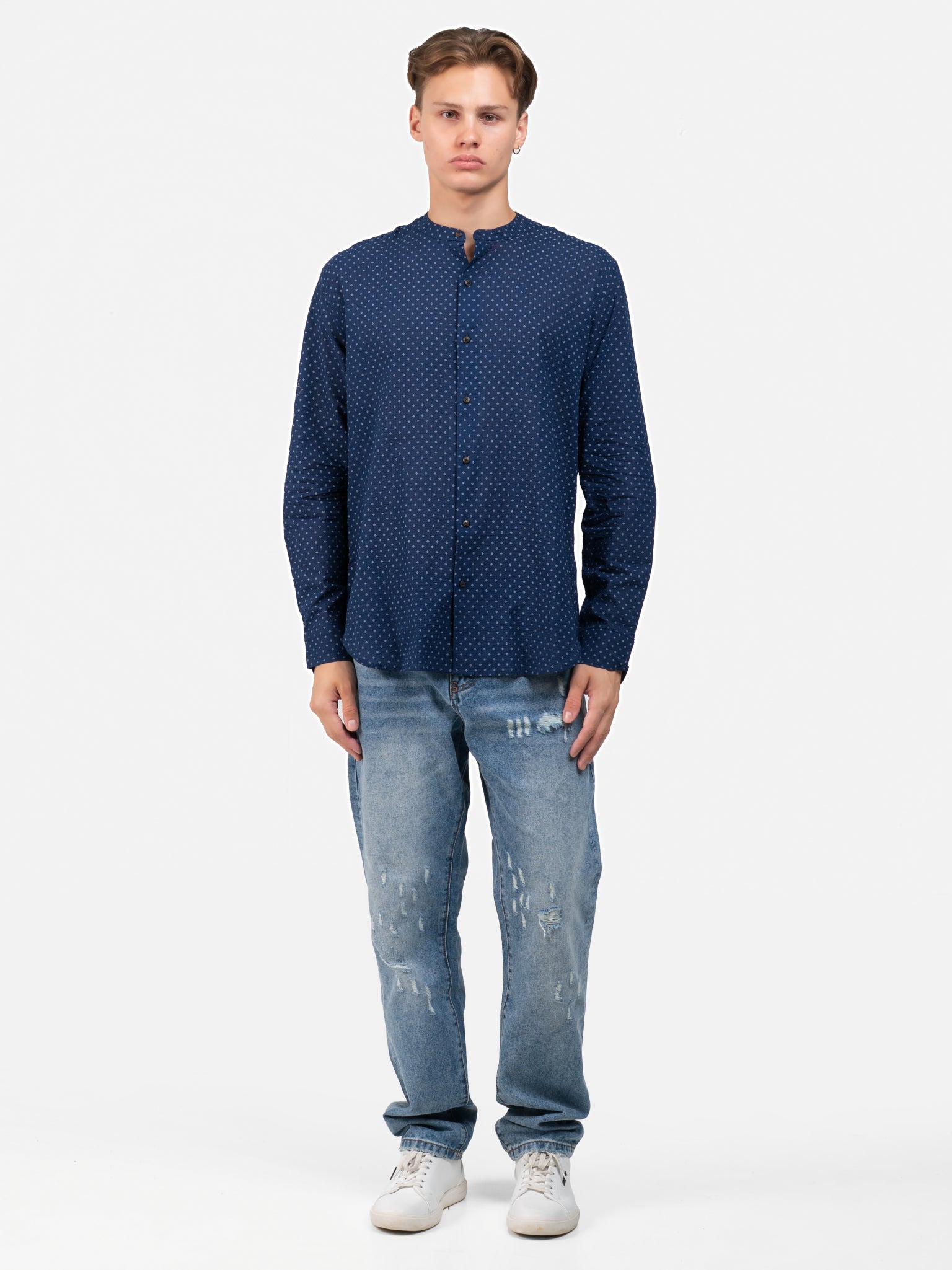 DEEDAT Regular Fit Long Sleeve Shirt - Navy