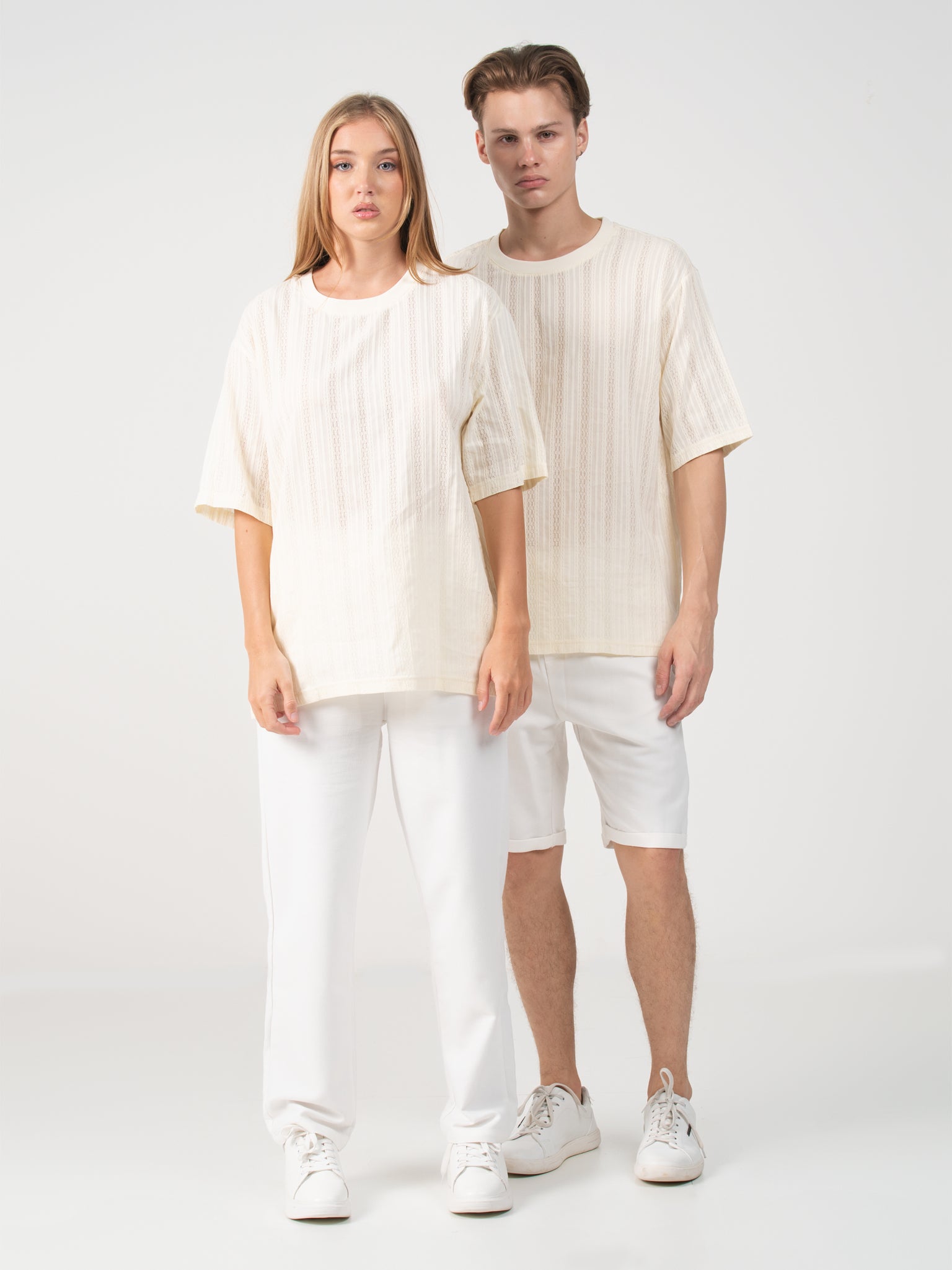 DEEDAT NATURE VERSE Crew Neck Tee Shirt - Cream