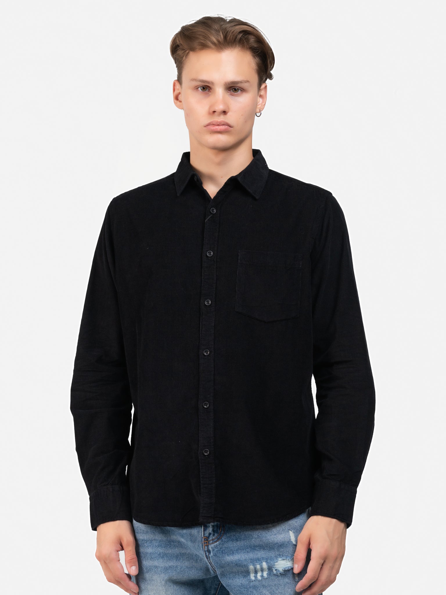 DEEDAT Slim Fit Long Sleeve Shirt - Black