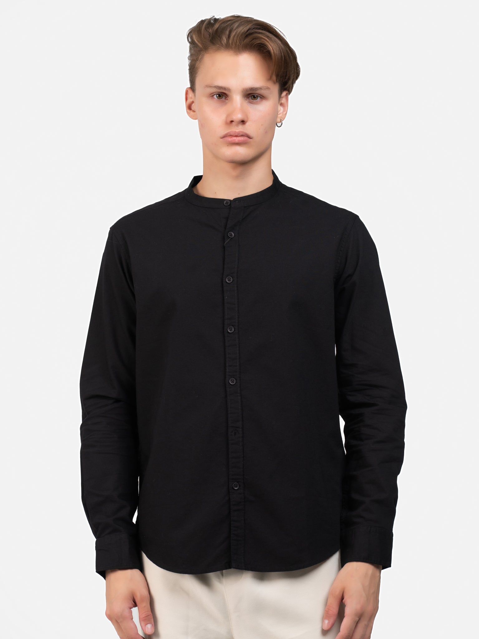 DEEDAT Slim Fit Long Sleeve Shirt - Black