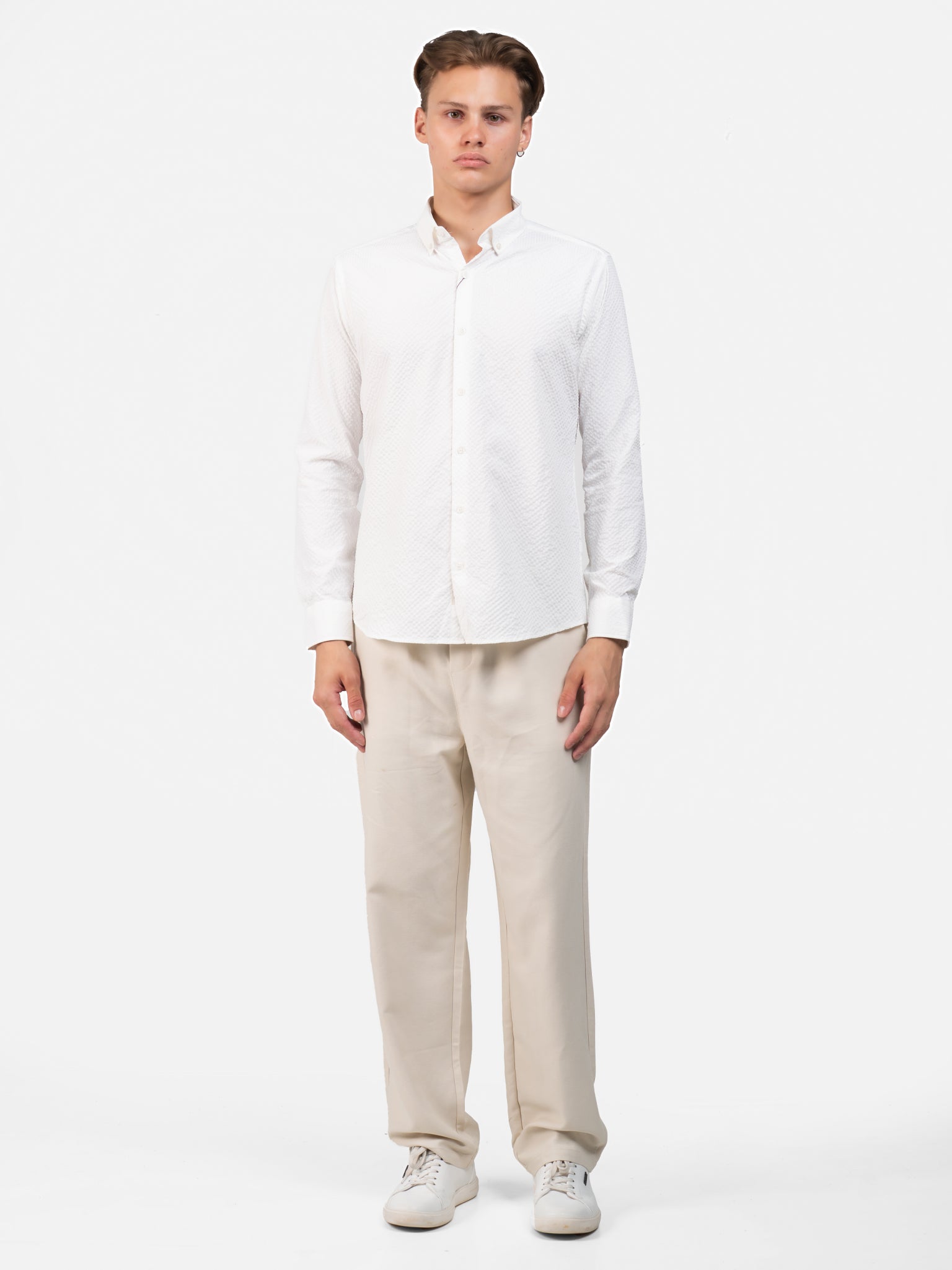 DEEDAT Slim Fit Long Sleeve Shirt - White