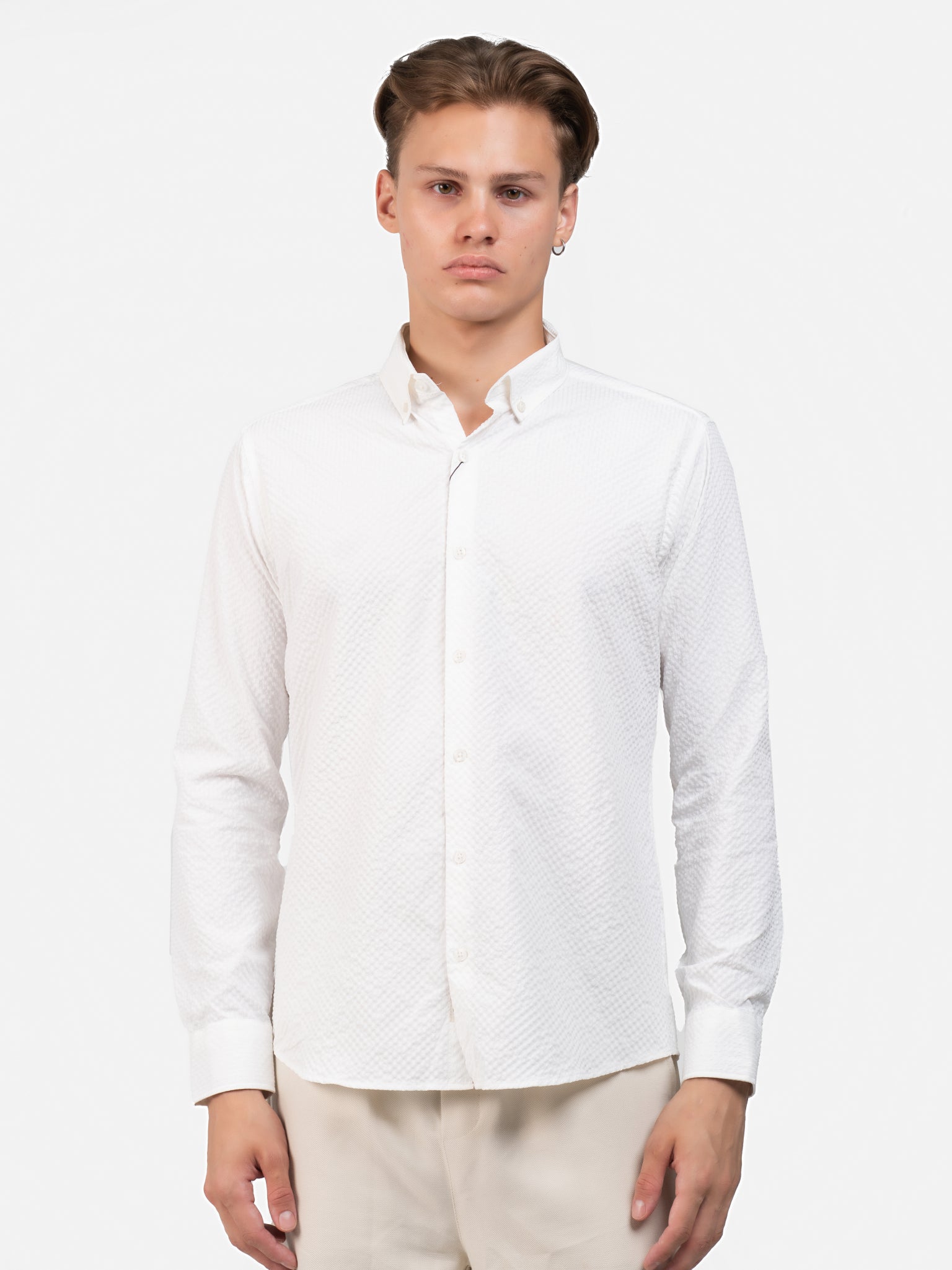 DEEDAT Slim Fit Long Sleeve Shirt - White