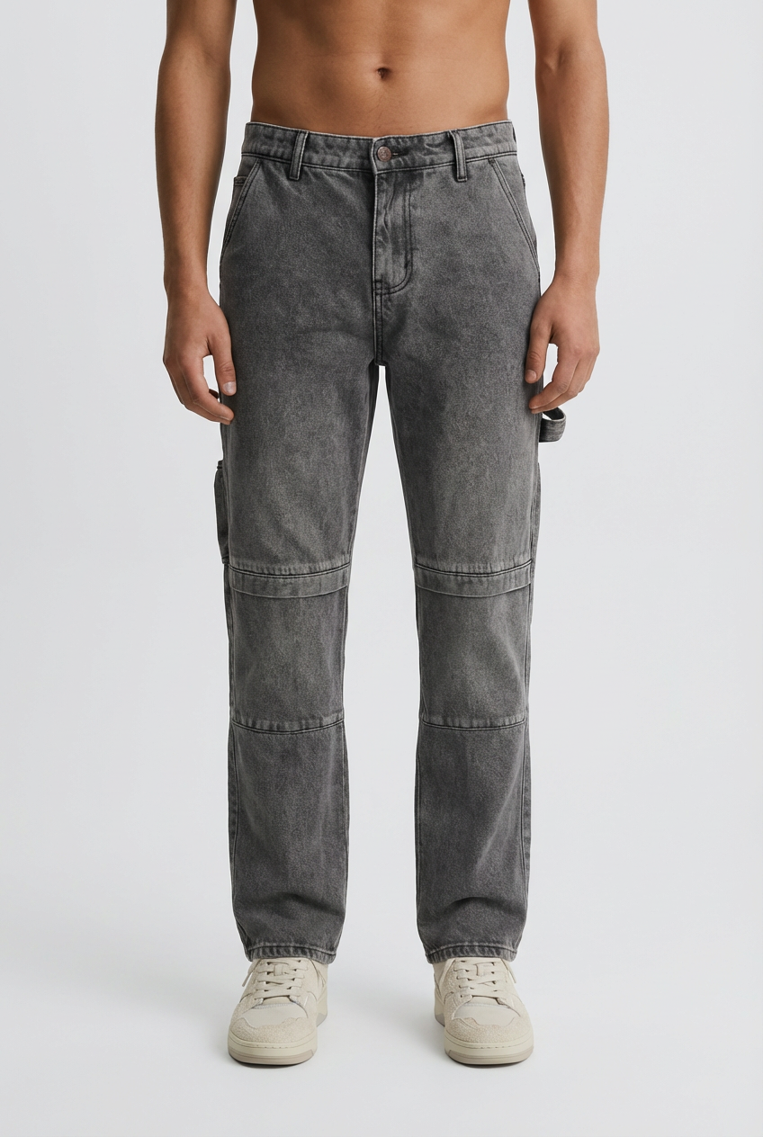 DEEDAT Oversize Standard Hem Jeans - Gray