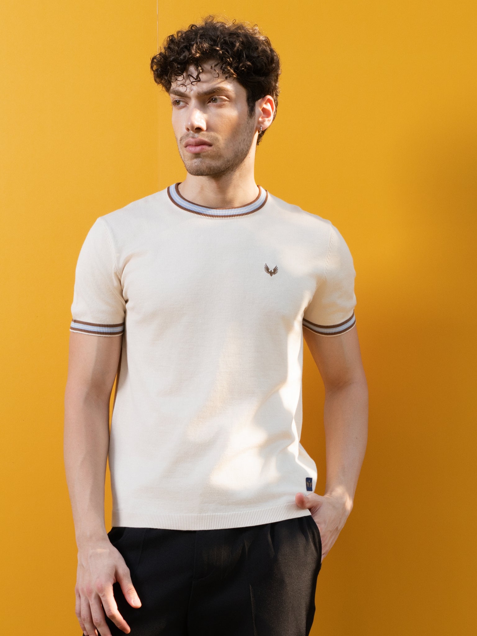 DEEDAT PORTOFINO Crew Neck Tees - Beige