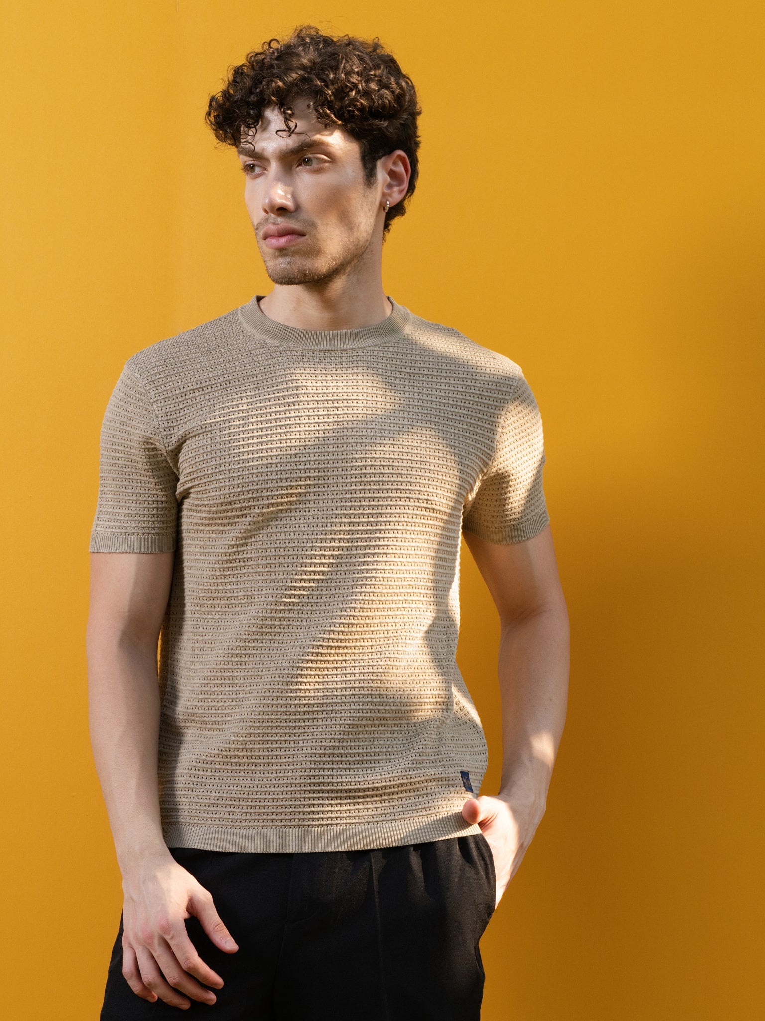 DEEDAT PORTOFINO Crew Neck Tees - Beige