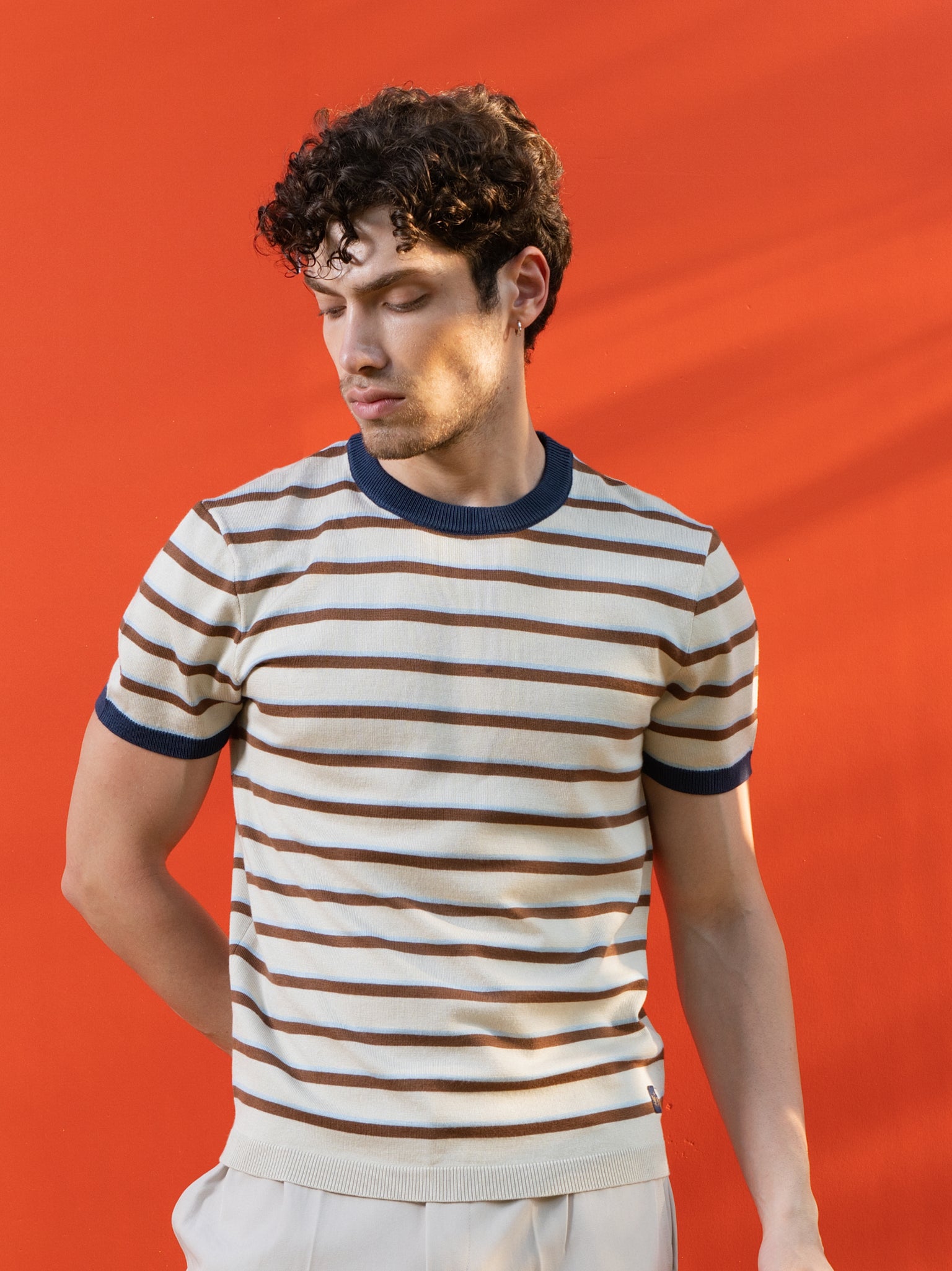 DEEDAT PORTOFINO Striped Tees - Beige