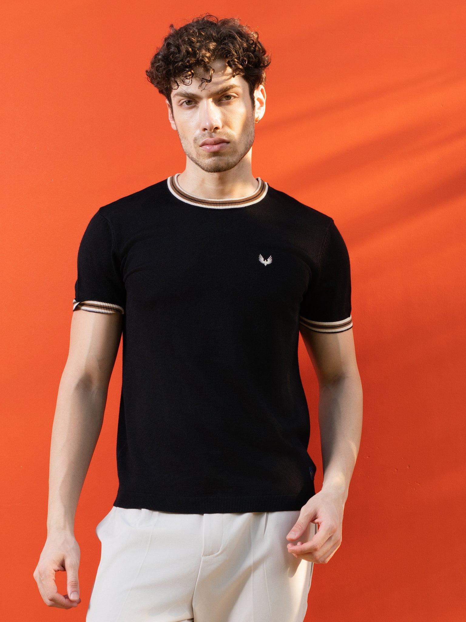 DEEDAT PORTOFINO Crew Neck Tees - Black