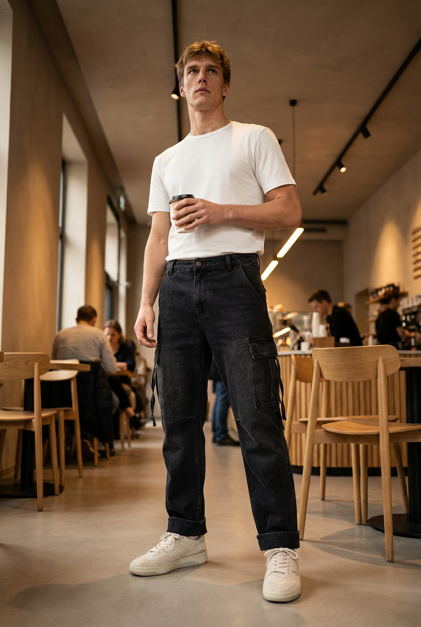 DEEDAT Oversize Standard Hem Jeans - Black