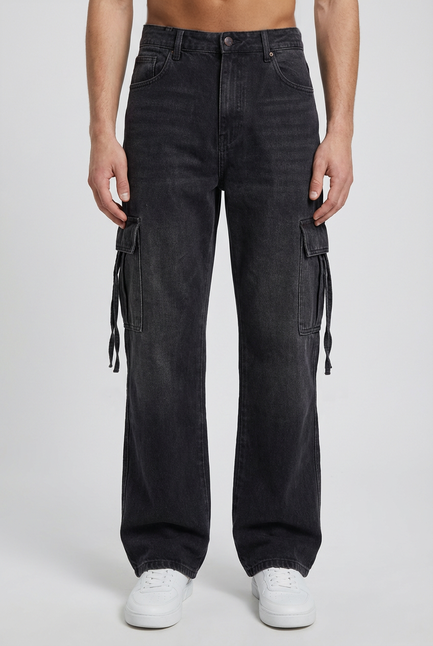 DEEDAT Oversize Standard Hem Jeans - Black