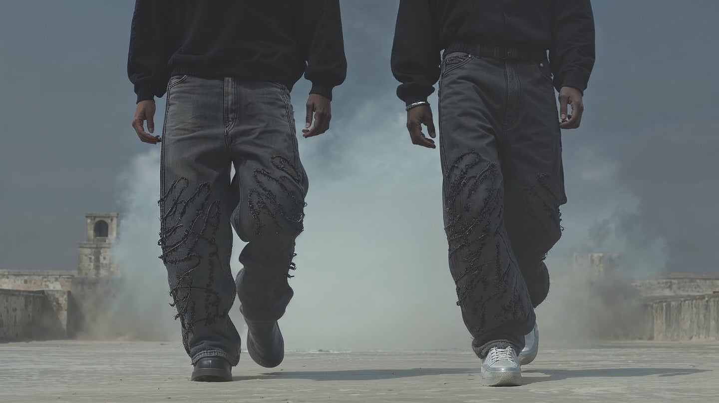 DEEDAT GOD'S PLAN Oversize Standard Hem Jeans - Black